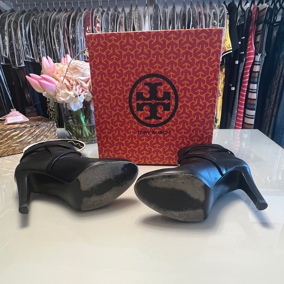 Tory Burch Black Leather High Heel Ankle  "Dorese" Booties - Picture 4 of 5